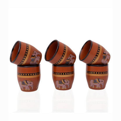 Traditional Elephant Design Terracotta Cup | Handcrafted Kulhad for Tea & Coffee