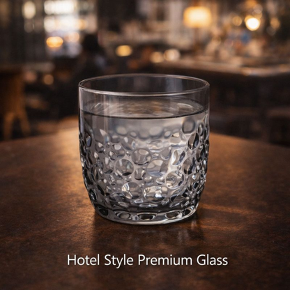Hotel Style Premium Glass Tumbler – Luxury Embossed Bubble Texture Rocks Glass – Heavy Base Drinking Glass for Cocktails, Whiskey, and Daily Use