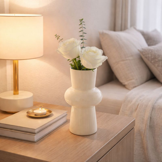 Modern 8-Inch Nordic Minimalist Glass Vase – Contemporary Geometric Flower Vase for Home Décor, Office, and Living Room Centerpiece