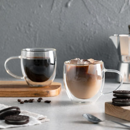 Premium 120ml Double-Walled Insulated Glass Mug – Elegant Heat-Resistant Clear Borosilicate Tea and Coffee Cup with Handle