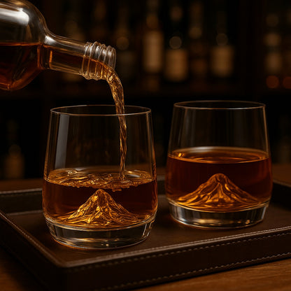 Set of 6 Color Mountain-Peak Glasses – Sculpted 3D Base, Thick-Bottom Rocks/Juice Tumblers (Assorted Purple, Clear, Red, Amber, Green, Blue) | Lead-Free