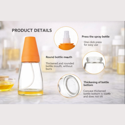180ML Oil Spray Bottle for Cooking | Refillable Glass Oil Sprayer with Fine Mist Nozzle | Healthy Low-Oil Dispenser for Air Fryer, Pan, Salad & BBQ
