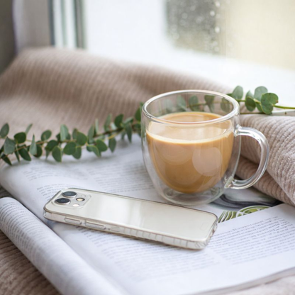 Premium 120ml Double-Walled Insulated Glass Mug – Elegant Heat-Resistant Clear Borosilicate Tea and Coffee Cup with Handle