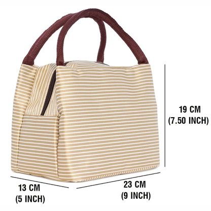 Premium Insulated Lunch Bag Combo – Blue Striped Cooler Tote with 2 Glass Containers & Hello Master Bottle (Lunch Set for Office & Travel)