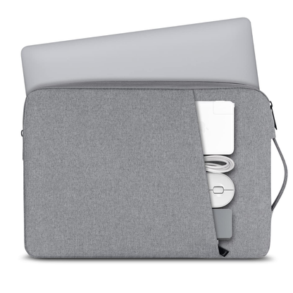 Slim Laptop Sleeve with Handle and Front Accessory Pocket – Shockproof Protective Case with Soft Plush Lining – Water-Resistant Computer Carrying Bag for MacBook Pro/Air and 13-15.6 Inch Laptops – Heather Gray