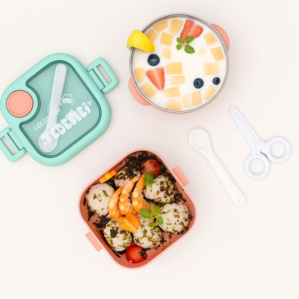 Kids Bento Lunch Box with Spoon | Leak-Proof Square Tiffin Box for School | BPA-Free Food Container for Kids