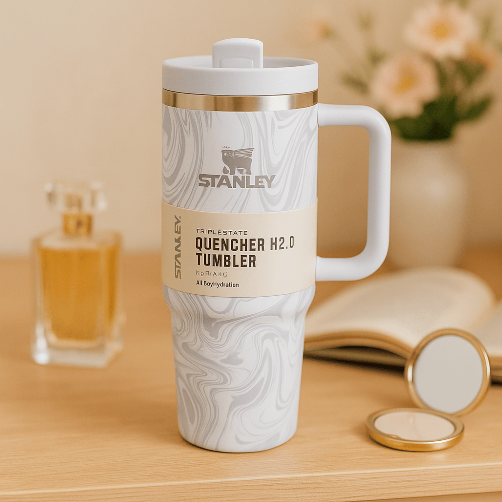 Stanley Quencher H2.0 Tumbler 1.18L – Marble Swirl, Double-Wall Vacuum Insulated Travel Mug with Handle & Straw