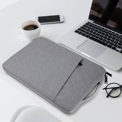Slim Laptop Sleeve with Handle and Front Accessory Pocket – Shockproof Protective Case with Soft Plush Lining – Water-Resistant Computer Carrying Bag for MacBook Pro/Air and 13-15.6 Inch Laptops – Heather Gray