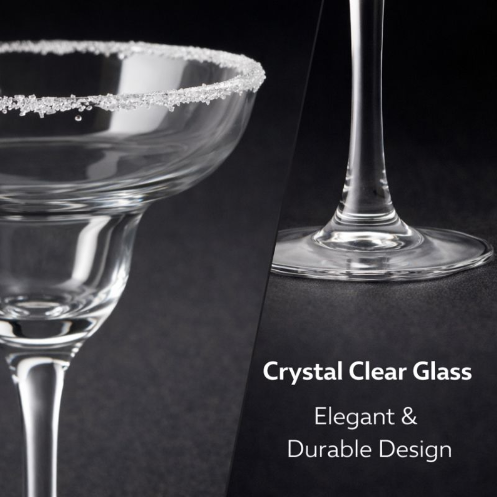 6 PCS Margarita Glass Set – 210 ML Premium Clear Glass | Wide Bowl Cocktail Glasses with Long Stem | Crystal Clear, Stable Base | Margaritas, Cocktails & Party Glassware