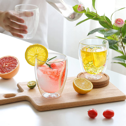 Delisoga 250ml "Further Than Glass" Double-Walled Tumbler – Insulated Borosilicate Glass for Hot and Cold Drinks