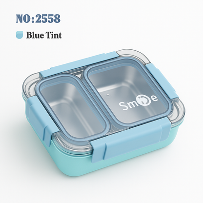 Premium 2-Compartment Leak-Proof Lunch Box | BPA-Free Bento Tiffin for Office, School & Travel | Microwave & Freezer Safe | Stainless Steel Inner Tray