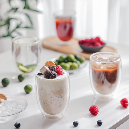 Delisoga 250ml "Further Than Glass" Double-Walled Tumbler – Insulated Borosilicate Glass for Hot and Cold Drinks