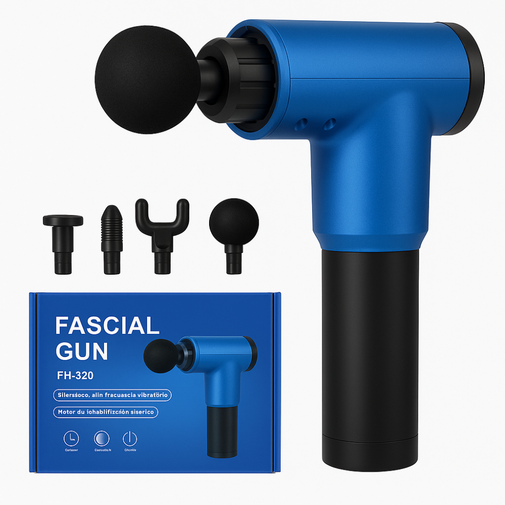 High-Performance Massage Gun – 6 Speed Deep Tissue Muscle Massager with 4 Heads | Silent Brushless Motor & 4-Hour Battery