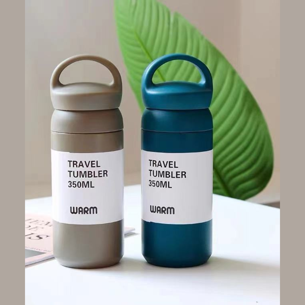 GLASSOZY | Mini 350ml/500ml Travel Tumbler with Handle | Vacuum Insulated Coffee Flask for Hot & Warm Drinks