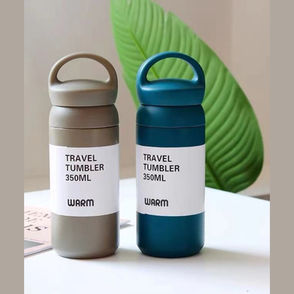 GLASSOZY | Mini 350ml/500ml Travel Tumbler with Handle | Vacuum Insulated Coffee Flask for Hot & Warm Drinks