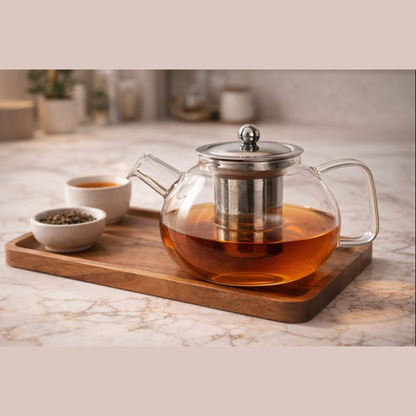 Premium Borosilicate Glass Teapot with Removable Stainless Steel Infuser (800ml/27oz) – Heat-Resistant Clear Tea Maker for Loose Leaf & Blooming Tea – Gift Box Included