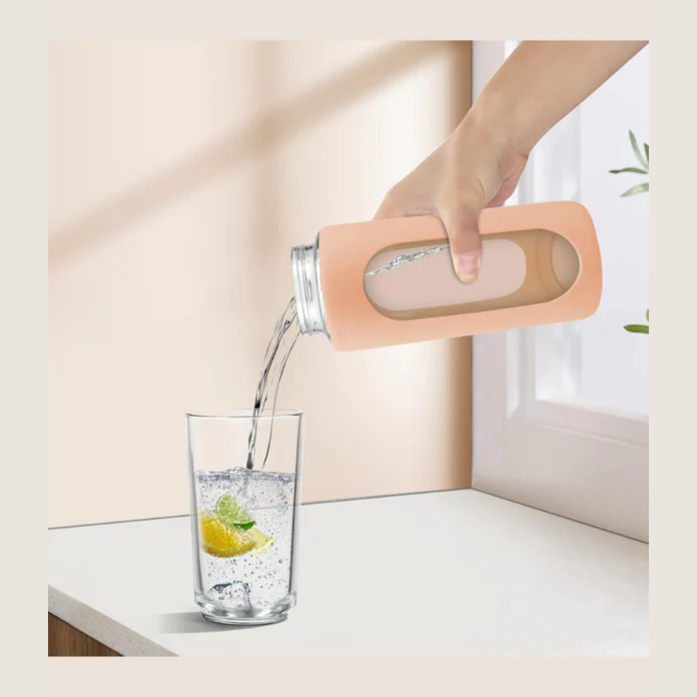 Glassozy Glass Water Bottle With Silicon Sleeve
