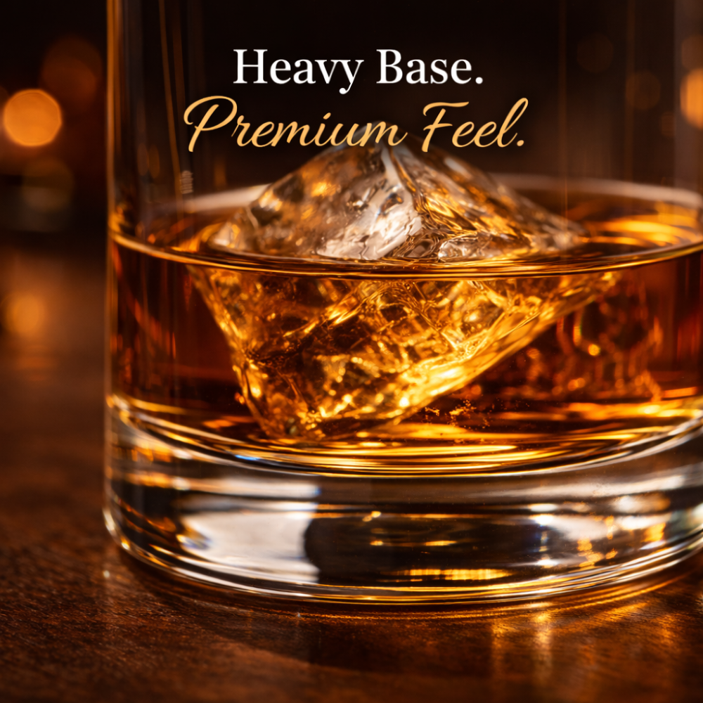 Diamond Whisky Glass Set 270ml – 6 Pcs Premium Heavy Base Whiskey Tumblers | Crystal Clear Old Fashioned Glasses for Home Bar, Parties & Gifting