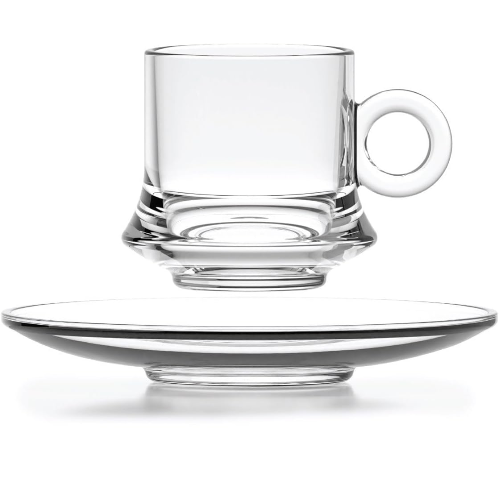 Premium Clear Glass Tea & Coffee Cup with Saucer | Heat-Resistant Borosilicate Glass Mug for Tea, Coffee, Cappuccino & Herbal Drinks (Set of 6 Cup & Saucers)