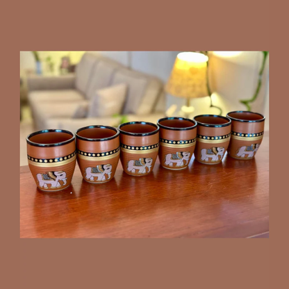 Traditional Elephant Design Terracotta Cup | Handcrafted Kulhad for Tea & Coffee