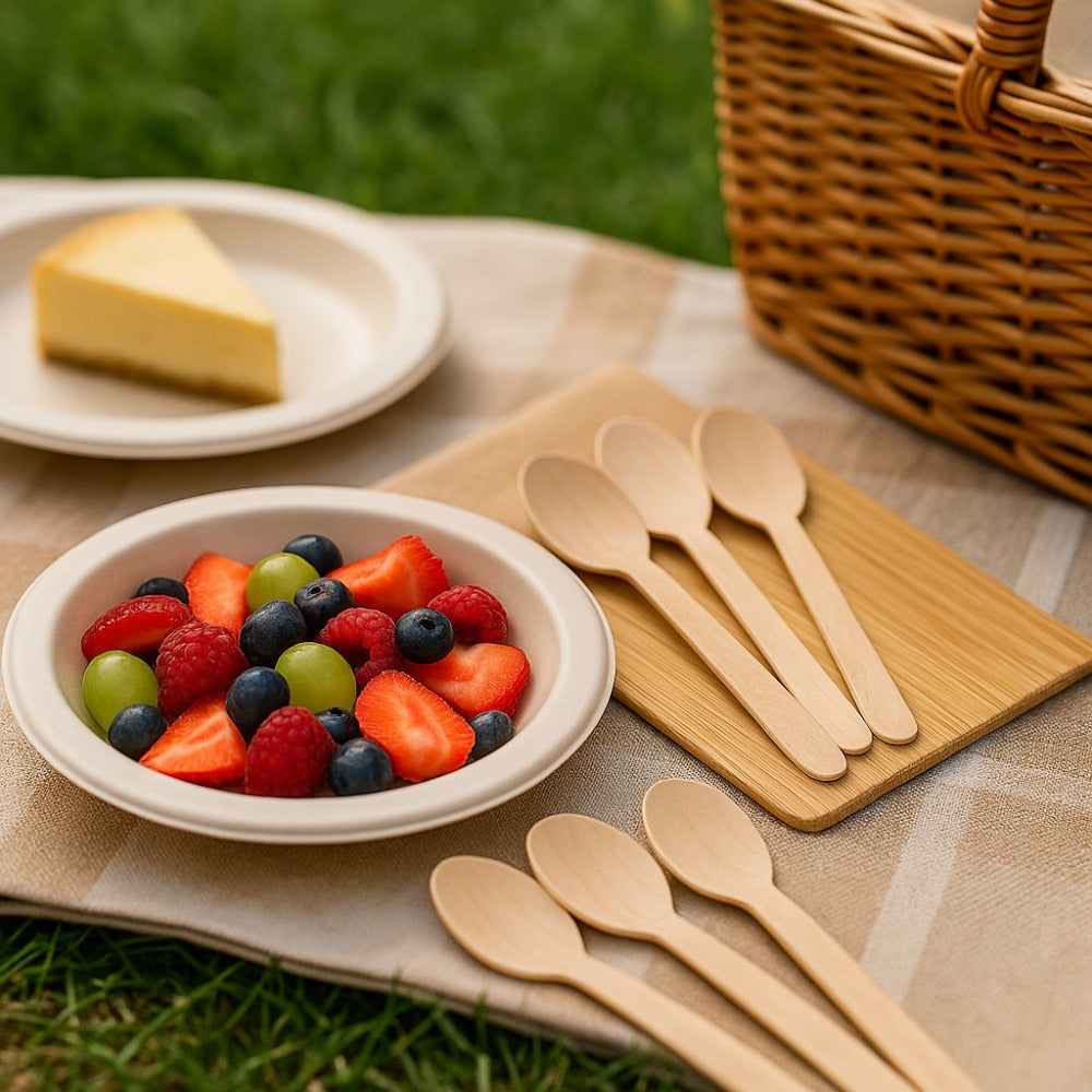 Eco-Friendly Wooden Spoons (100 pcs) – 100% Natural Birchwood | Biodegradable, Compostable, Plastic-Free Cutlery for Parties, Takeaway & Catering