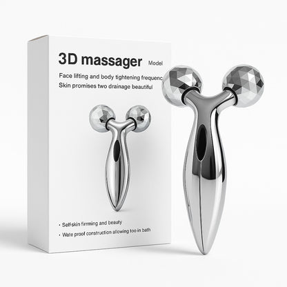 3D Face Roller Massager with Microcurrent Technology | Deep Tissue Facial Lifting Tool for Skin Tightening & Glow | Waterproof Anti-Aging Massager for Face, Neck & Body