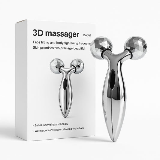 3D Face Roller Massager with Microcurrent Technology | Deep Tissue Facial Lifting Tool for Skin Tightening & Glow | Waterproof Anti-Aging Massager for Face, Neck & Body