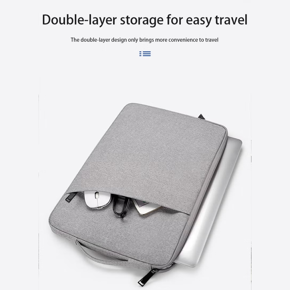 Slim Laptop Sleeve with Handle and Front Accessory Pocket – Shockproof Protective Case with Soft Plush Lining – Water-Resistant Computer Carrying Bag for MacBook Pro/Air and 13-15.6 Inch Laptops – Heather Gray