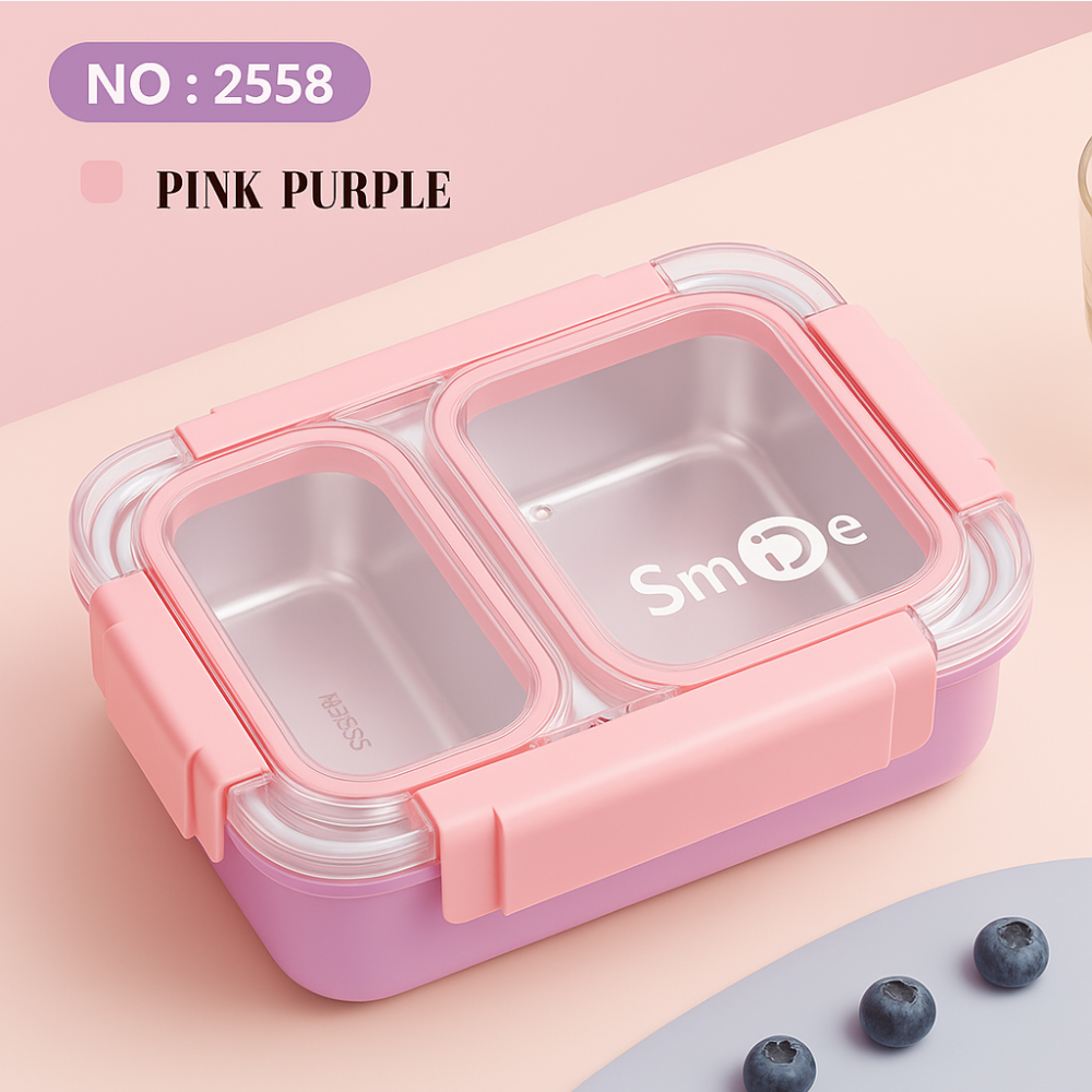 Premium 2-Compartment Leak-Proof Lunch Box | BPA-Free Bento Tiffin for Office, School & Travel | Microwave & Freezer Safe | Stainless Steel Inner Tray