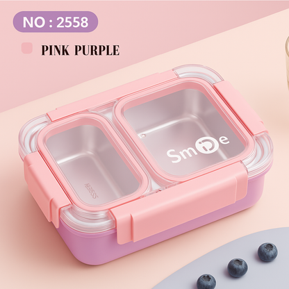 Premium 2-Compartment Leak-Proof Lunch Box | BPA-Free Bento Tiffin for Office, School & Travel | Microwave & Freezer Safe | Stainless Steel Inner Tray