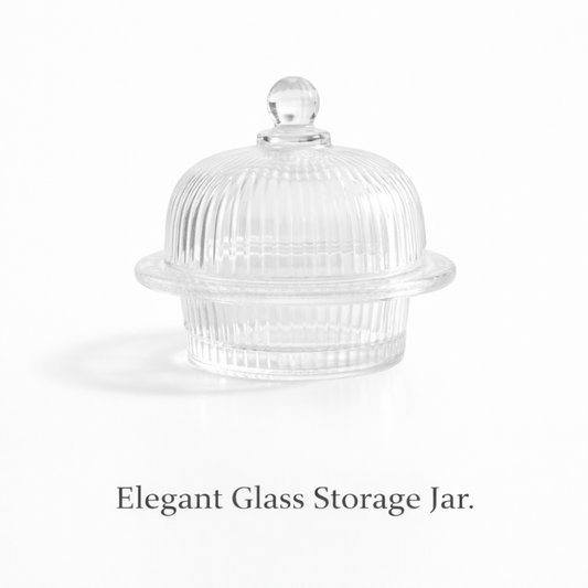 5 Inch Premium Ribbed Glass Storage Jar with Lid – Decorative Dry Fruit, Cookie & Candy Jar for Kitchen Storage, Festive Gifting & Wedding Return Gift
