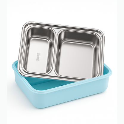 Premium 2-Compartment Leak-Proof Lunch Box | BPA-Free Bento Tiffin for Office, School & Travel | Microwave & Freezer Safe | Stainless Steel Inner Tray