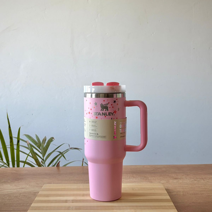 Stanley Quencher H2.0 Blush Star Print  1.18L – Insulated Stainless Steel Travel Tumbler with Handle & Straw