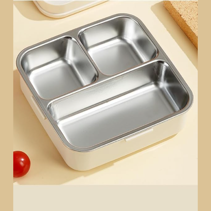 Cute Cat Kids Bento Lunch Box | 3-Compartment Leak-Proof Tiffin Box with Stainless Steel Tray | Cartoon Kitty School Lunch Box for Kids