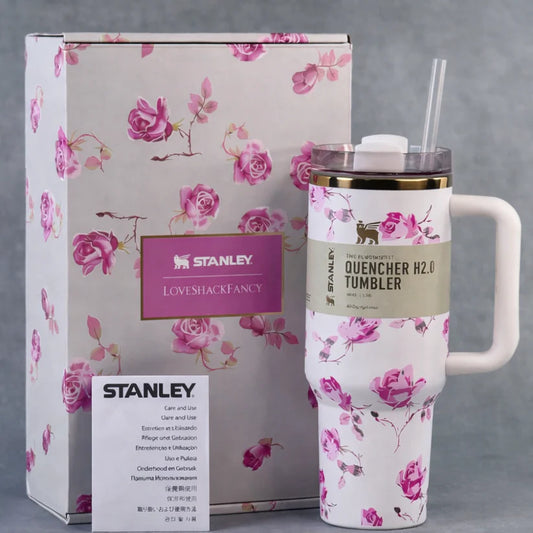 Stanley Quencher Floral Love Shack Fancy Box H2.0 1.18L Insulated Tumbler with Handle & Straw –  Stainless Steel Travel Mug | Hot & Cold Vacuum Bottle