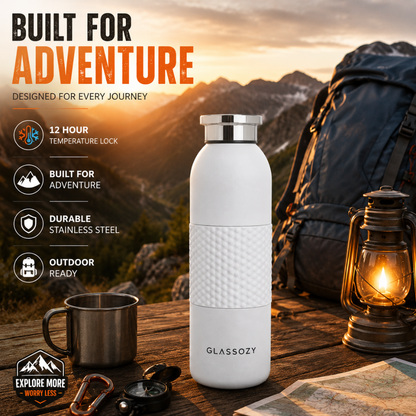 Glassozy 650ml Vacuum Insulated Stainless Steel Water Bottle – 12 Hours Hot & Cold, Leak-Proof, BPA-Free Reusable Travel Flask