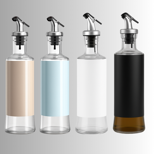 Glassozy  500 ml Oil Dispenser for Kitchen | Anti-Drip Stainless Steel Pourer | Glass Olive Oil & Vinegar Bottle with Leak-Proof Cap | Matte Black Non-Slip Grip | Perfect for Cooking & Salad Dressing