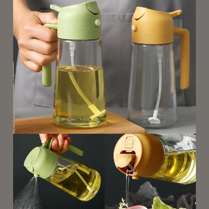 Glassozy Premium Olive Green Oil Sprayer Bottle – Fine Mist Dispenser for Cooking, Roasting, BBQ, Air Fryer & Salad Dressing | Refillable & Leak-Proof Glass Oil Mister (Healthy Low-Oil Cooking)
