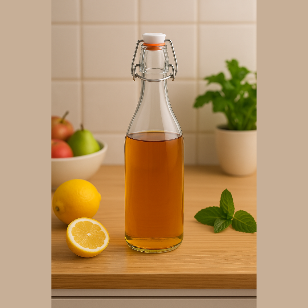 Premium 1 L Glass Swing-Top Bottle – Airtight | Leak-Proof | Reusable Water & Juice Storage Bottle | Eco-Friendly Quality Glassware