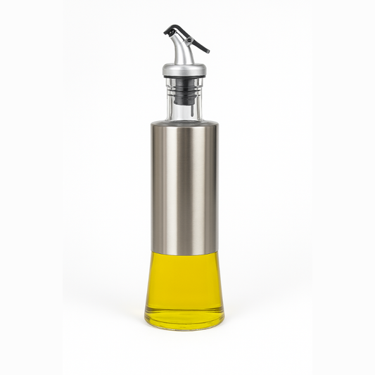 Premium Stainless Steel & Glass Oil Dispenser – Leak-Proof Pouring Bottle for Olive Oil, Vinegar, Soy Sauce & Cooking Wine | Anti-Drip Spout & Airtight Cap (500ml)