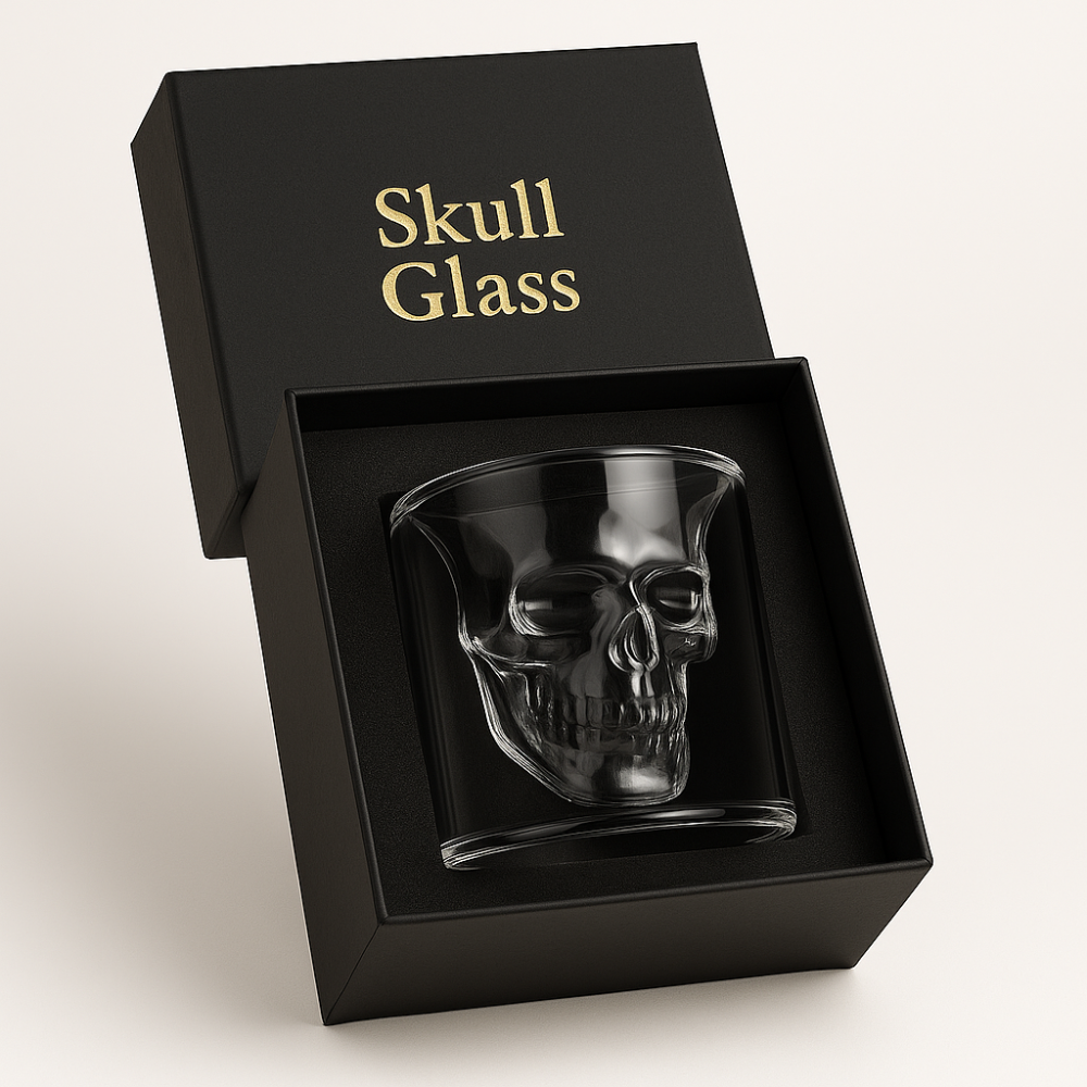 3D Skull Double-Wall Whiskey Glass – Premium Borosilicate Crystal Tumbler for Cocktails, Whiskey & Bar Décor | Insulated Transparent Skull Mug (300 ml)