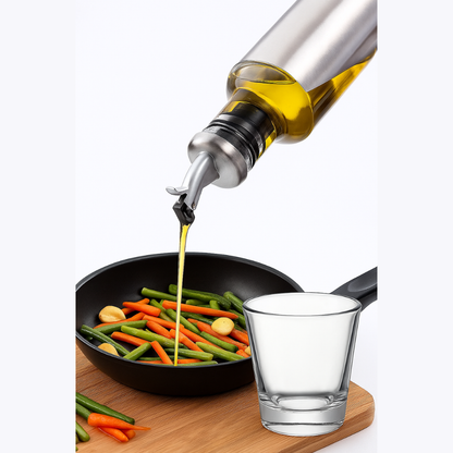 Premium Stainless Steel & Glass Oil Dispenser – Leak-Proof Pouring Bottle for Olive Oil, Vinegar, Soy Sauce & Cooking Wine | Anti-Drip Spout & Airtight Cap (500ml)