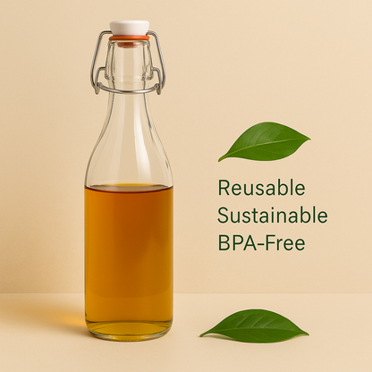 Premium 1 L Glass Swing-Top Bottle – Airtight | Leak-Proof | Reusable Water & Juice Storage Bottle | Eco-Friendly Quality Glassware