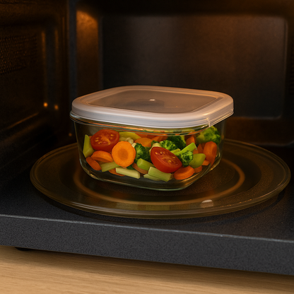 DELISOGA Premium Borosilicate Glass Food Storage Container – 520 ml Airtight Lunch Box with Lock Lid | Oven, Microwave & Freezer Safe | Leak-Proof Meal Prep Box