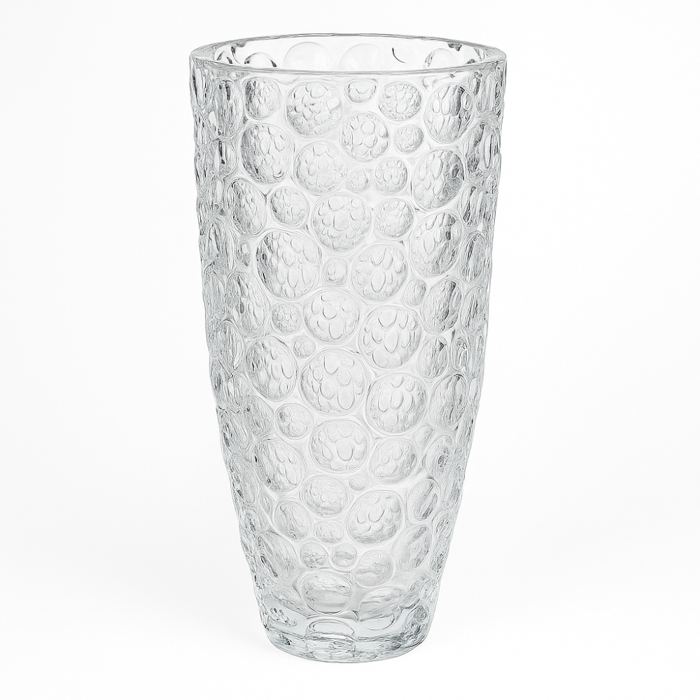Bubble Texture Glass Vase – Tall Crystal Decorative Flower Vase for Living Room, Dining Table & Gifting | Elegant Transparent Centerpiece