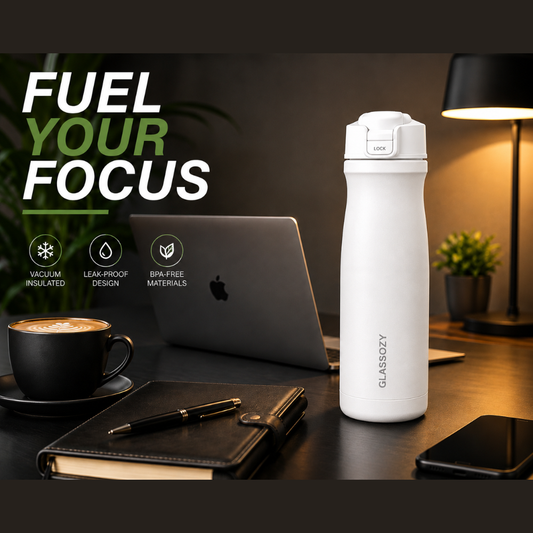 Glassozy Premium Vacuum Insulated Stainless Steel Water Bottle | Leak-Proof Thermos Flask | Hot & Cold Retention | BPA-Free Travel Bottle