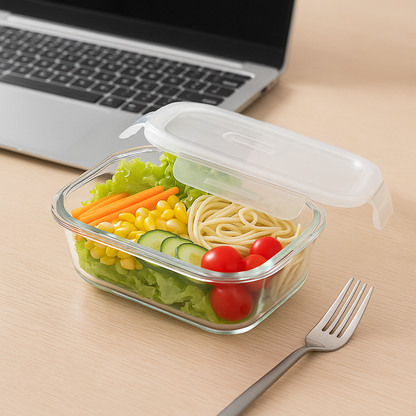 DELISOGA Premium Borosilicate Glass Food Storage Container – 520 ml Airtight Lunch Box with Lock Lid | Oven, Microwave & Freezer Safe | Leak-Proof Meal Prep Box