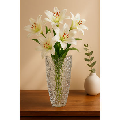 Bubble Texture Glass Vase – Tall Crystal Decorative Flower Vase for Living Room, Dining Table & Gifting | Elegant Transparent Centerpiece