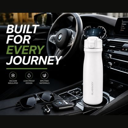 Glassozy Premium Vacuum Insulated Stainless Steel Water Bottle | Leak-Proof Thermos Flask | Hot & Cold Retention | BPA-Free Travel Bottle