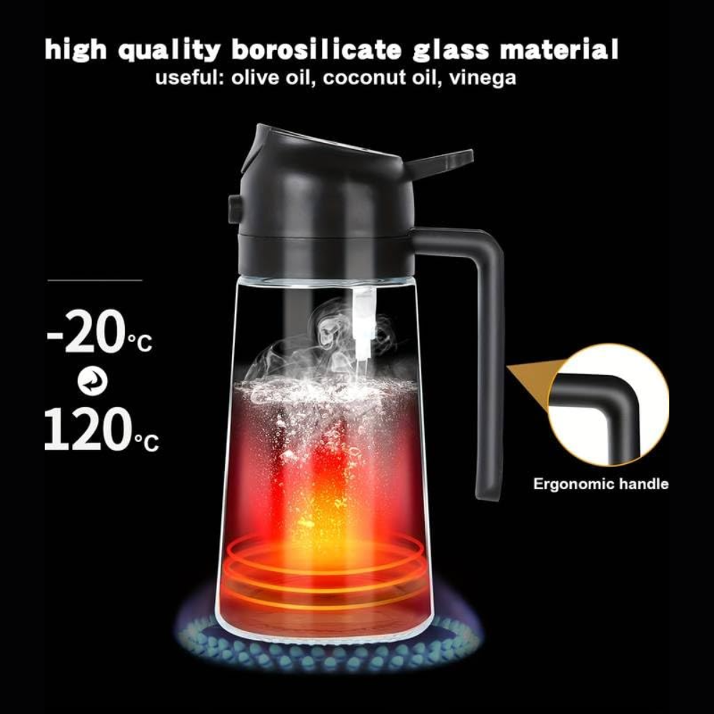 Glassozy Premium Olive Green Oil Sprayer Bottle – Fine Mist Dispenser for Cooking, Roasting, BBQ, Air Fryer & Salad Dressing | Refillable & Leak-Proof Glass Oil Mister (Healthy Low-Oil Cooking)